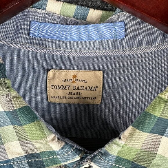 Tommy Bahama Jeans Shirt Mens Large Cotton Check Button Down Long Sleeve Pocket - Picture 4 of 10